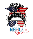 Discover Messy Bun Merica Sunglasses Women Girls USA Flag 4