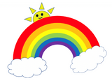 Discover Cute Rainbow Smiling Sun and Clouds