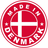 Discover made in denmark country flag label round stamp