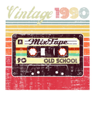 Discover Old School Vintage 1990 Retro 90s Birthday Mix Tap