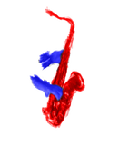 Discover Sax design two hands red and blue version