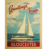 Discover Gloucester  Sailboat Vintage Massachusetts