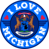 Discover I Love Michigan State Map and Flag