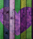 Discover wood wall heart purple green