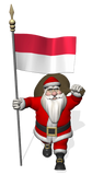 Discover Santa Claus With Ensign Of Indonesia