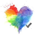 Discover Rainbow Splatter Heart Logo love t
