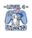 Discover Kids Level 4 Unlocked - Funny Dabbing Rabbit Gamer