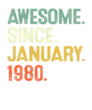 Discover Awesome Since January 1980 42 Year Old 42Th Birthd