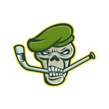 Discover Green Beret Skull Ice Hockey Mascot T-Shirts