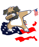 Discover Pug Dog - Funny Dabbing Pug on American Flag Map