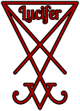 Discover Seal of Lucifer - red with text T-Shirts