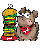 Discover HAPPY DOG WITH HAMBURGER Fastfood Puppy Doggie