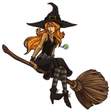 Discover Cute Witch Sits On Her Broom | Halloween T-Shirts