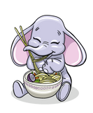 Discover Kawaii Baby Elephant Eating Ramen Noodles T-Shirts