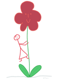 Discover Girl Stickfigure climbing up a flower garden smile T-Shirts