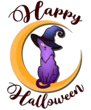 Discover HAPPY HALLOWEEN Scary Funny Purple Cat Witch Hat T-Shirts