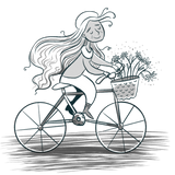 Discover Bike riding girl with flowers T-Shirts