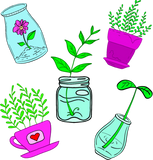 Discover Potted green house plants in glass jars. Ecology. T-Shirts
