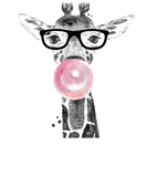 Discover Cute Modern Giraffe with glasses and a pink bubble T-Shirts