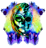 Discover Skull and face Design green blue vibrant T-Shirts