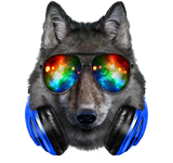 Discover Grey Wolf as DJ in Galaxy Sunglass Headphone T-Shirts