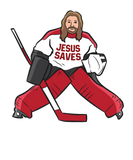 Discover Funny Hockey Jesus Saves Hockey Goalie T-Shirts