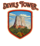 Discover Devils Tower Monument Vintage Badge Long Sleeve Sh