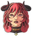 Discover Horned Devil Girl Satanic Halloween Costume Glitch