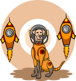 Discover Skinny cartoon dog astronaut in galaxy with rocket T-Shirts
