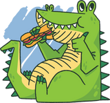 Discover Alligator Eating Sandwich T-Shirts