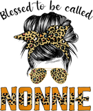 Discover Blessed To Be Called Nonnie Leopard Messy Bun Hair T-Shirts