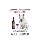 Discover Bull Terrier and wine Funny dog Fitted V-Neck T-Sh T-Shirts