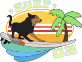 Discover Retro Sunset Surfing Dog T-Shirts