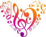 Discover Treble Bass Clef Musical Notes Colorful Heart T-Shirts