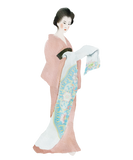 Discover Woman wearing a kimono in a watercolor T-Shirts