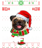 Discover Merry Woofmas Pug Dog Lover Santa Scarf Ugly Xmas T-Shirts