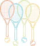 Discover Tennis Rackets and Balls Cool Retro Graphic