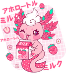 Discover Kawaii Axolotl Strawberry Milk Shake Japanese T-Shirts
