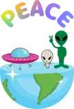 Discover Peace Sign Hand Earth UFOs family Alien T-Shirts