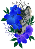 Discover Wild Wolf with Blue Flower