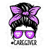 Discover Messy bun Caregiver Life Purple Leopard Bleached T-Shirts