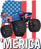 Discover Monster Truck USA Flag Merica Patriotic Boys Men 4 T-Shirts