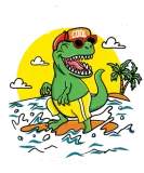 Discover Funny Dinosaur As Surfer T-Shirts