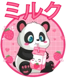 Discover Kawaii Panda Strawberry Milk Shake Carton Japanese T-Shirts