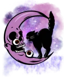 Discover Scary Halloween Black Cat On Purple Moon T-Shirts