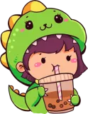 Discover Cute girl with dinosaur cosplay drinking boba tea T-Shirts