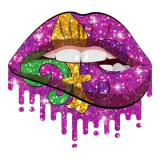 Discover Mardi Gras Lips Queen Carnival Purple Gold Fleur-d T-Shirts