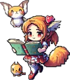 Discover 8-bit Fox girl with her pets and book T-Shirts