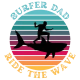 Discover Shark Surfer Dad Ride the Wave Rainbow Sunset T-Shirts
