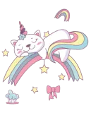 Discover Unicorn Kawaii Cat Cartoon Over Rainbow T-Shirts